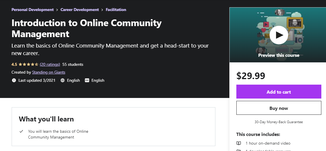 introduction to online community management course