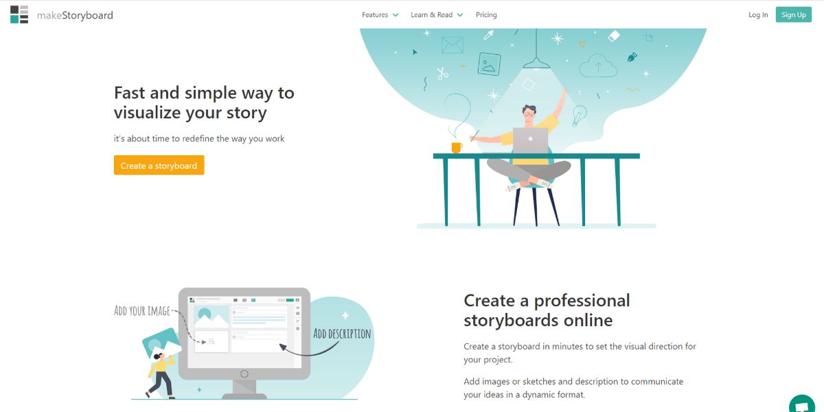 A visual of the makeStoryboard website