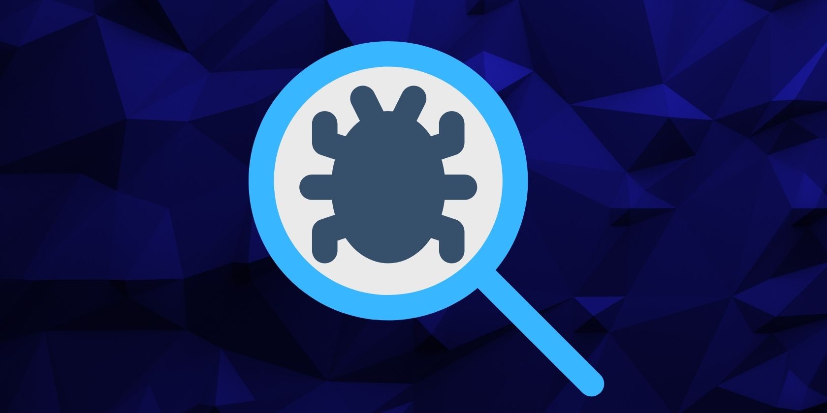 An icon of a bug enlarged by a magnifying glass