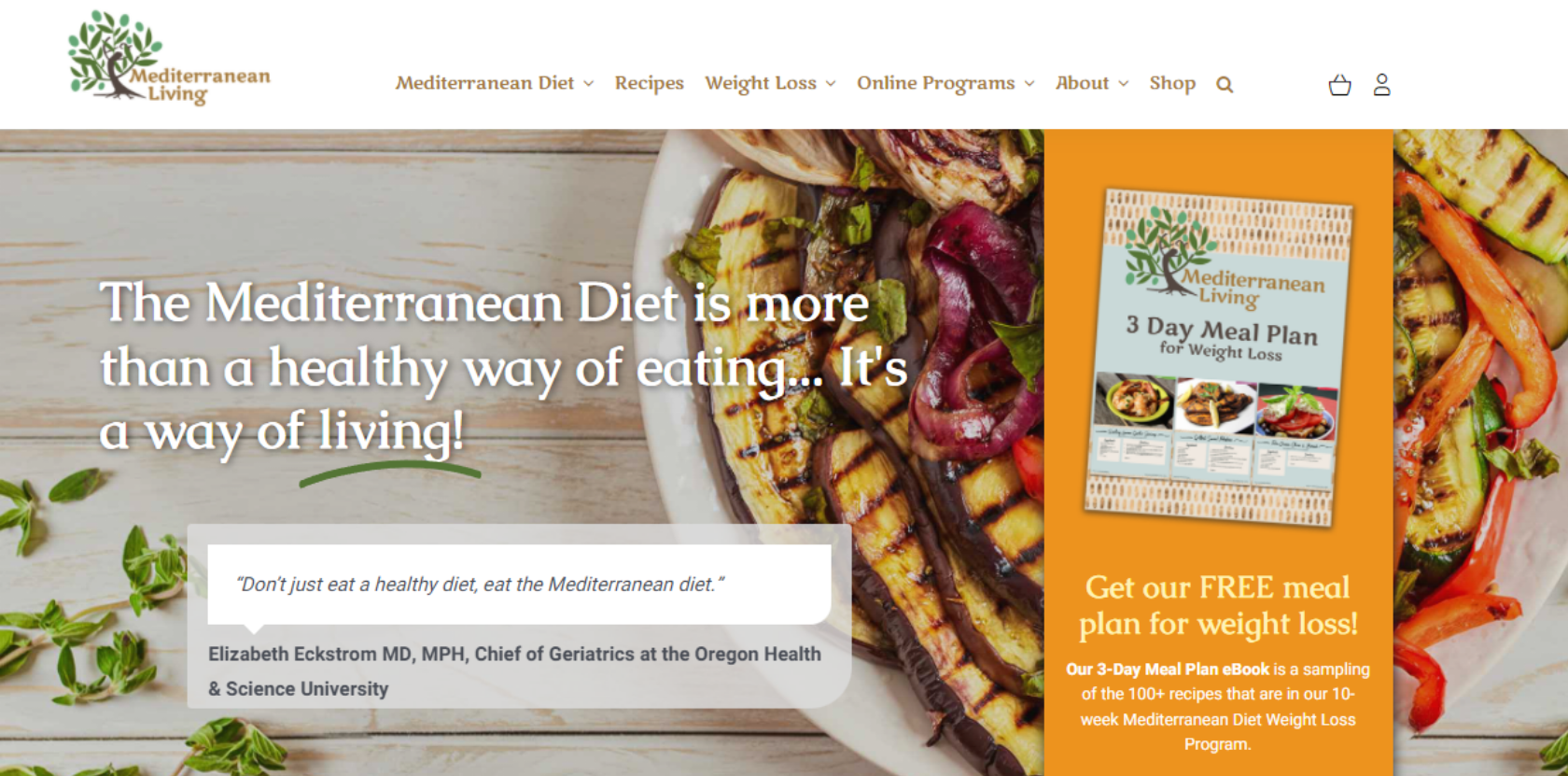 Mediterranean Living food blog homepage