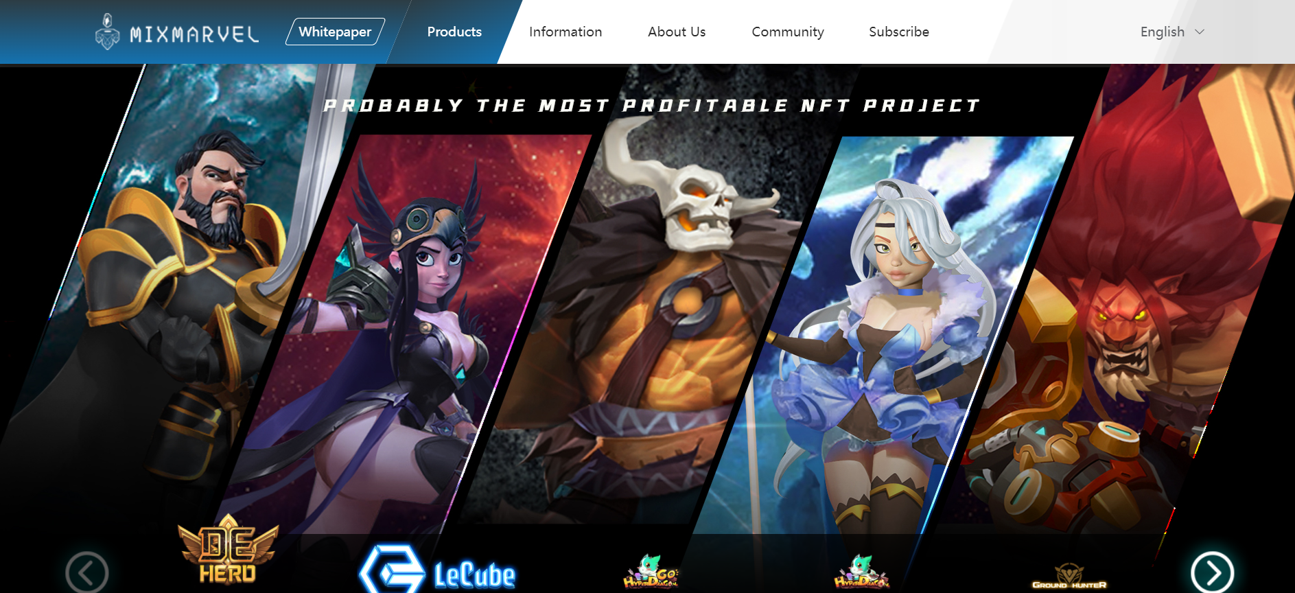 Screen capture of MixMarvel's official website homepage