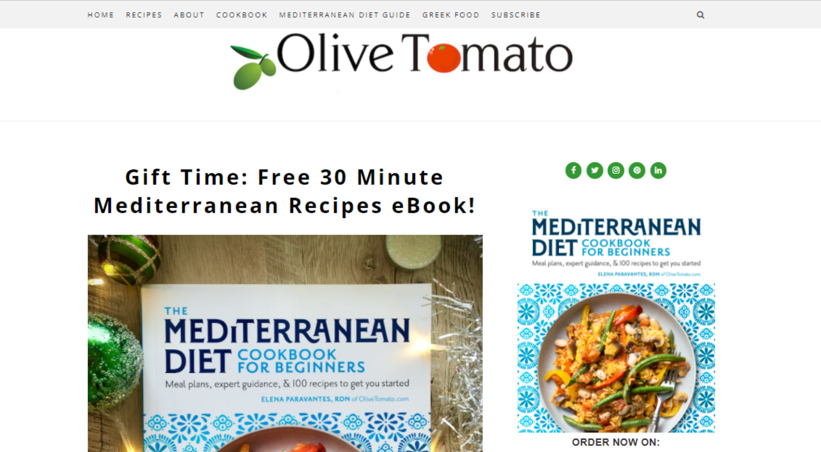 Olive Tomato Mediterranean Diet blog homepage