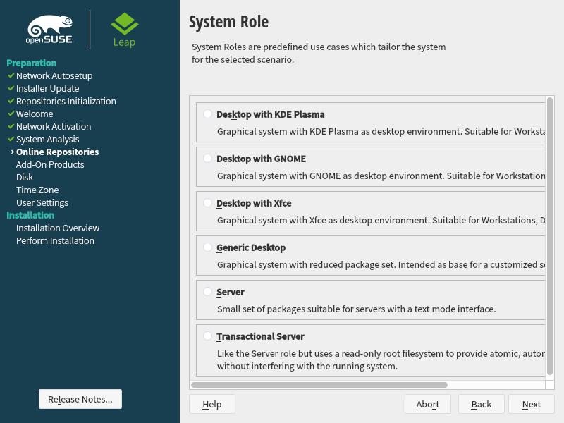openSUSE installation process