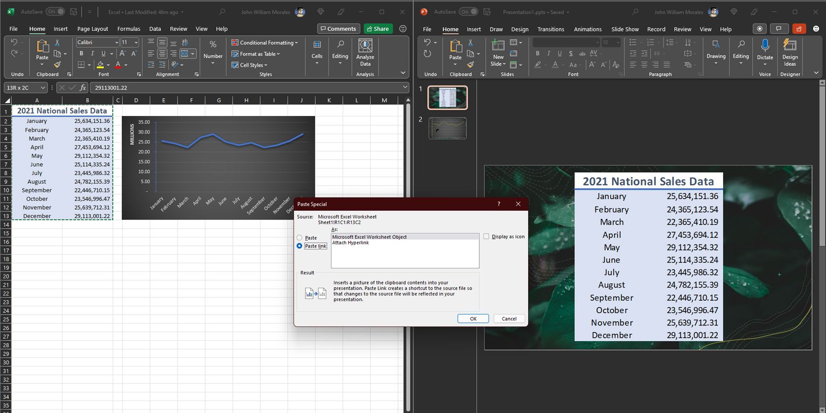 How To Link Excel Table To Powerpoint Chart