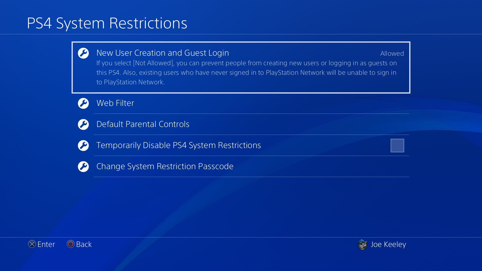 ps4 system restrictions