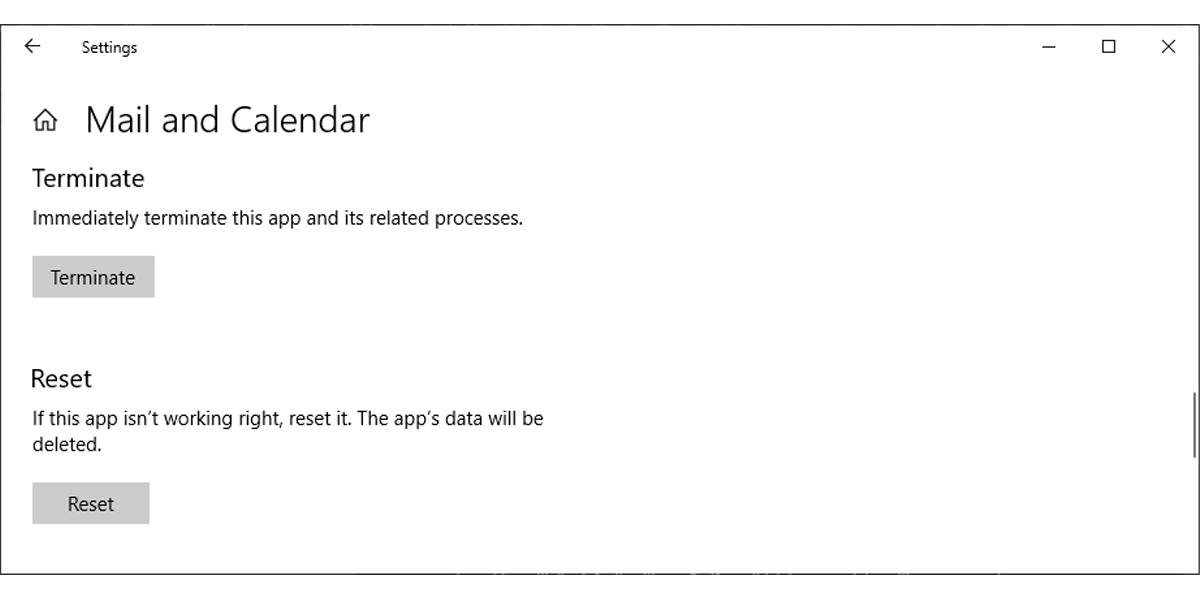 Mail app settings in Windows 10
