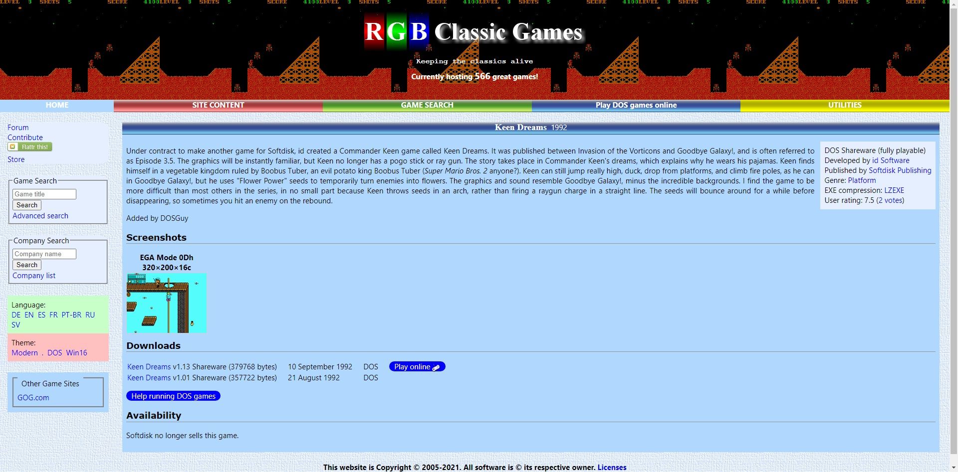 rgb dos games keen dreams screenshot