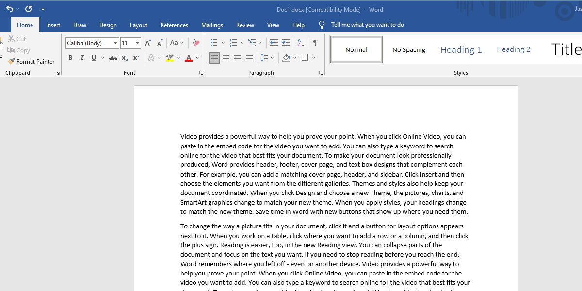a block of random text inserted into a word document 