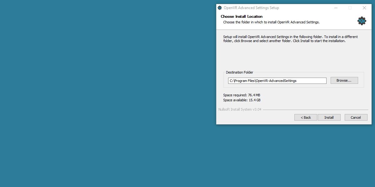 screenshot of the ovr advanced settings installer