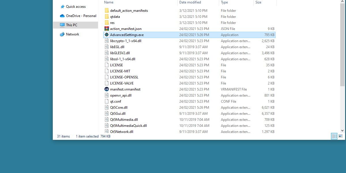 screenshot of the ovr advanced settings install directory 
