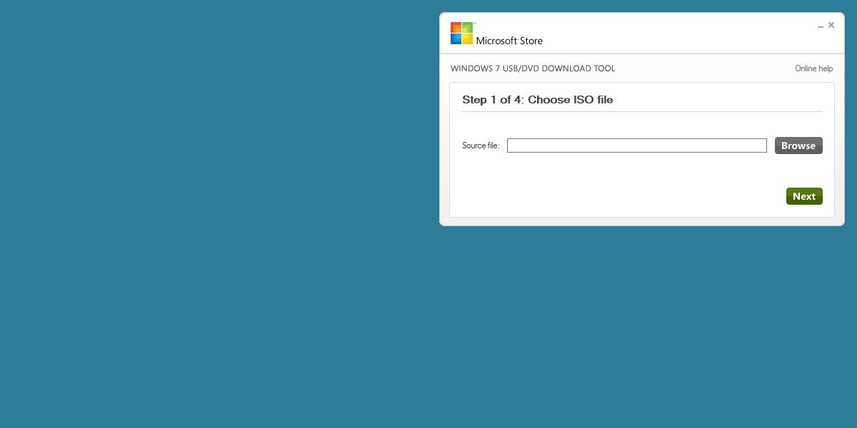 screenshot of the windows 7 usb dvd download tool