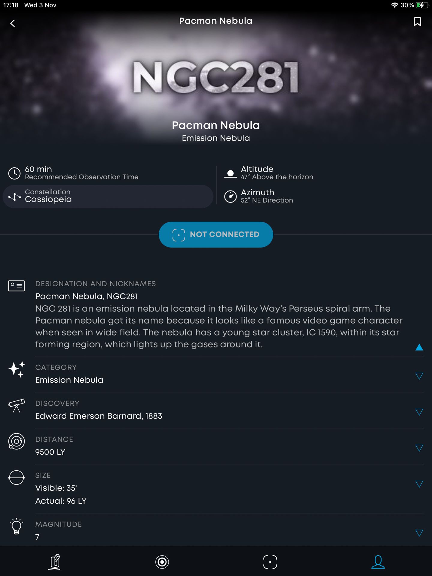 stellina app - pacman nebula