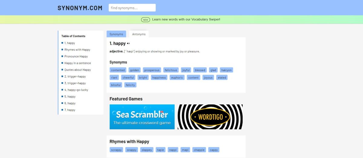 Screenshot of synonym.com