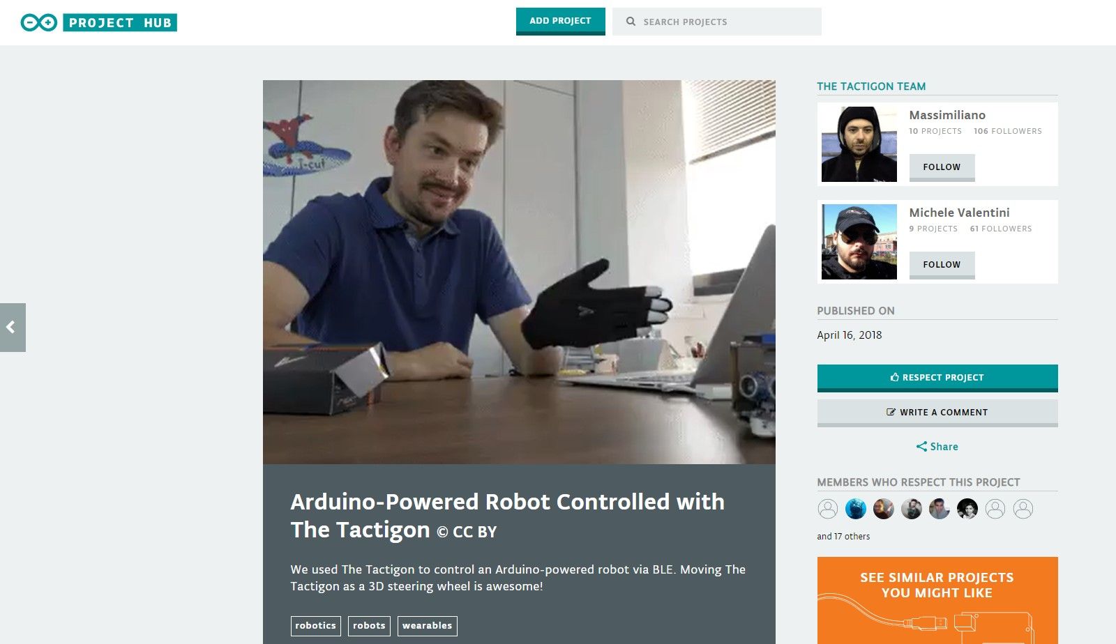 tactigon control robot arduino powered