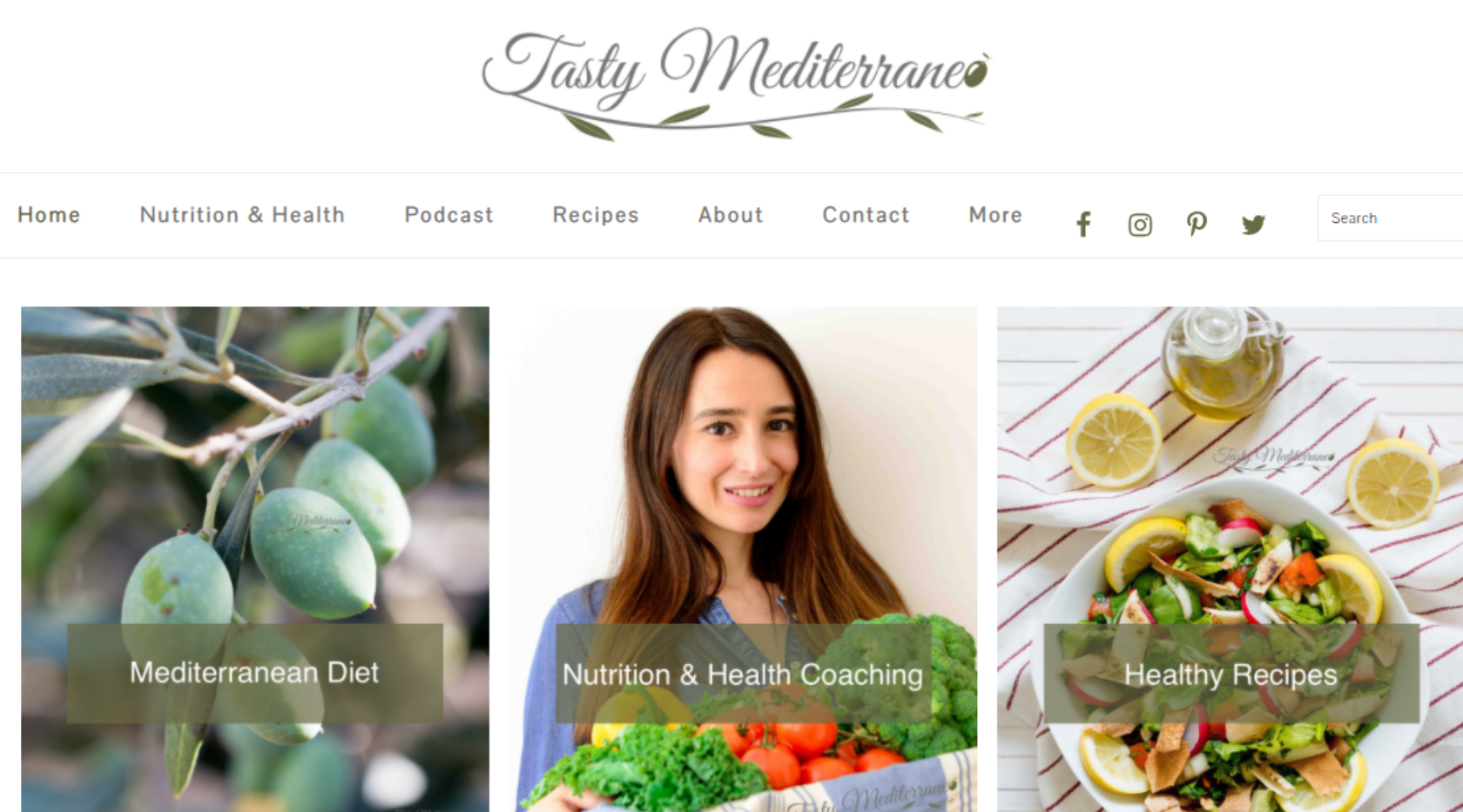 Tasty Mediterraneo recipe blog homepage