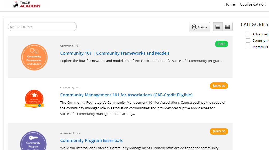 screenshot of The Coumminty Roundtable Academy website