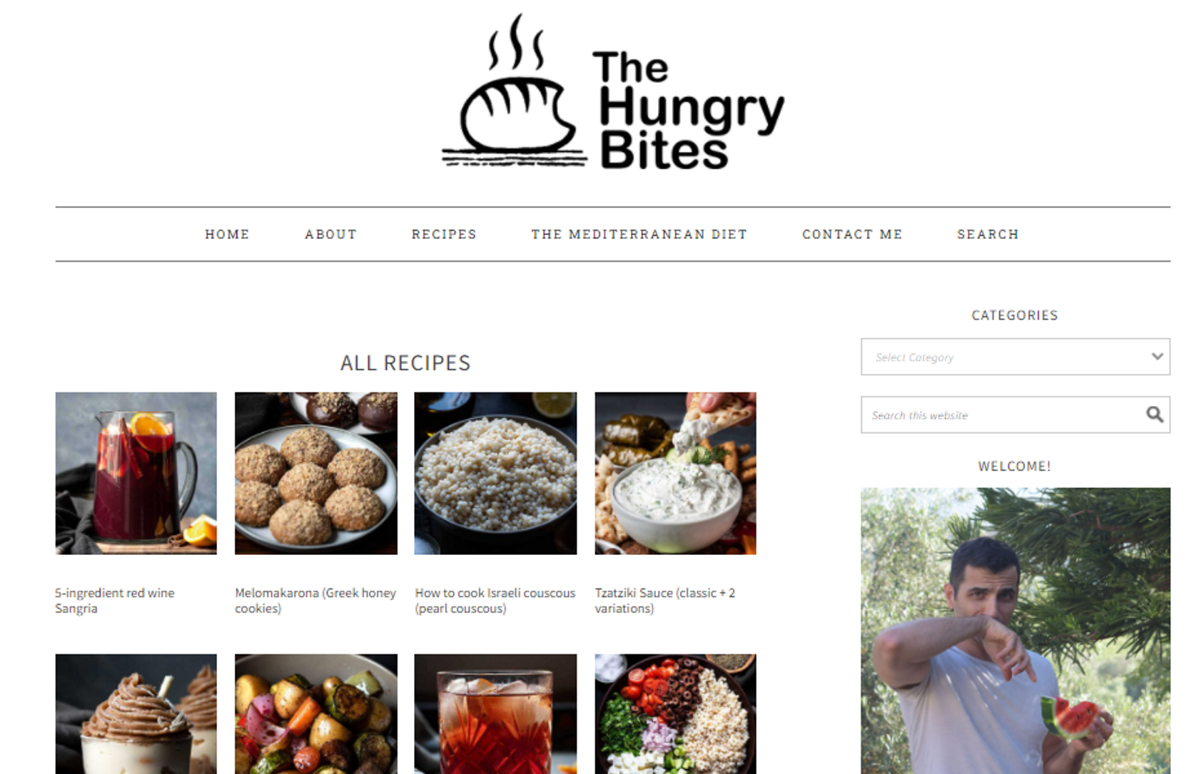 The Hungry Bites Mediterranean diet blog recipes webpage