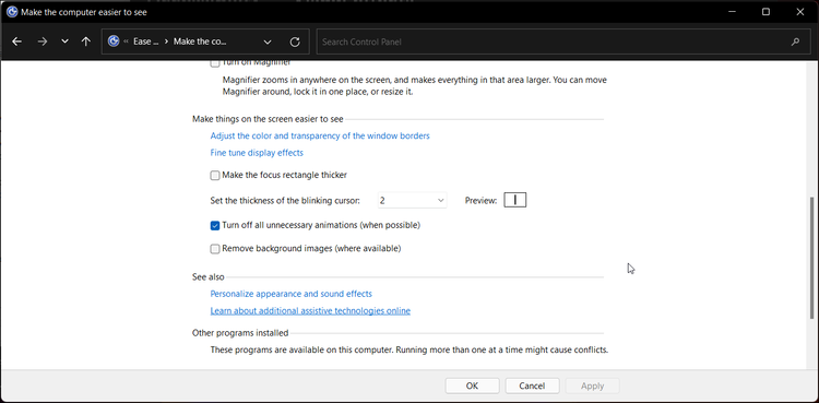 چگونه جلوههای انیمیشنی ویندوز 11 را برای عملکرد بهتر غیرفعال کنیم 18 turn off all unncessary animations control panel windows 11.png?q=50&fit=crop&w=750&dpr=1
