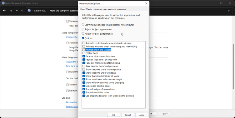 چگونه جلوههای انیمیشنی ویندوز 11 را برای عملکرد بهتر غیرفعال کنیم 19 turn off animation effects windows 11 performance options.png?q=50&fit=crop&w=750&dpr=1