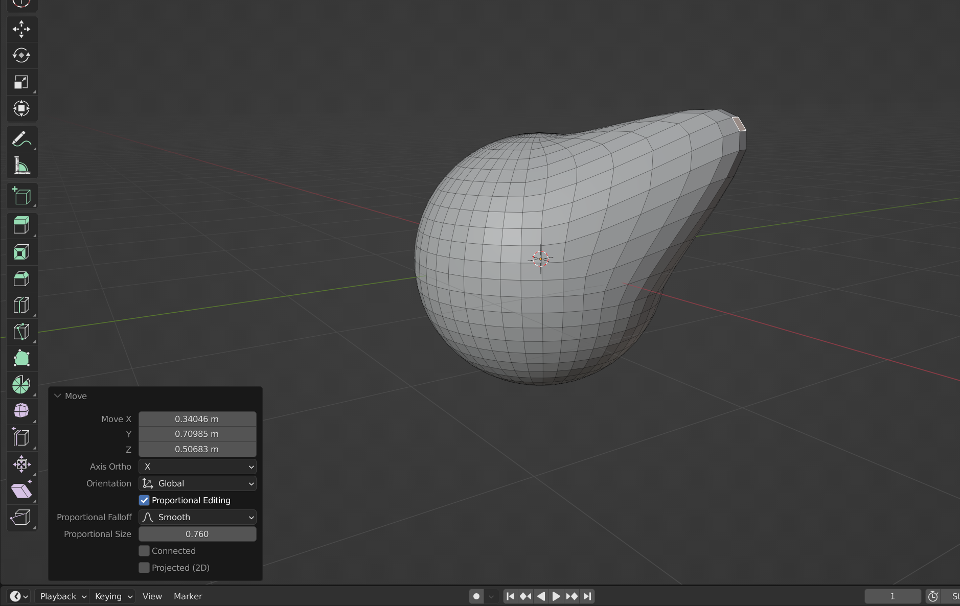 Applying a Proportional Edit to an ICO sphere in Blender.