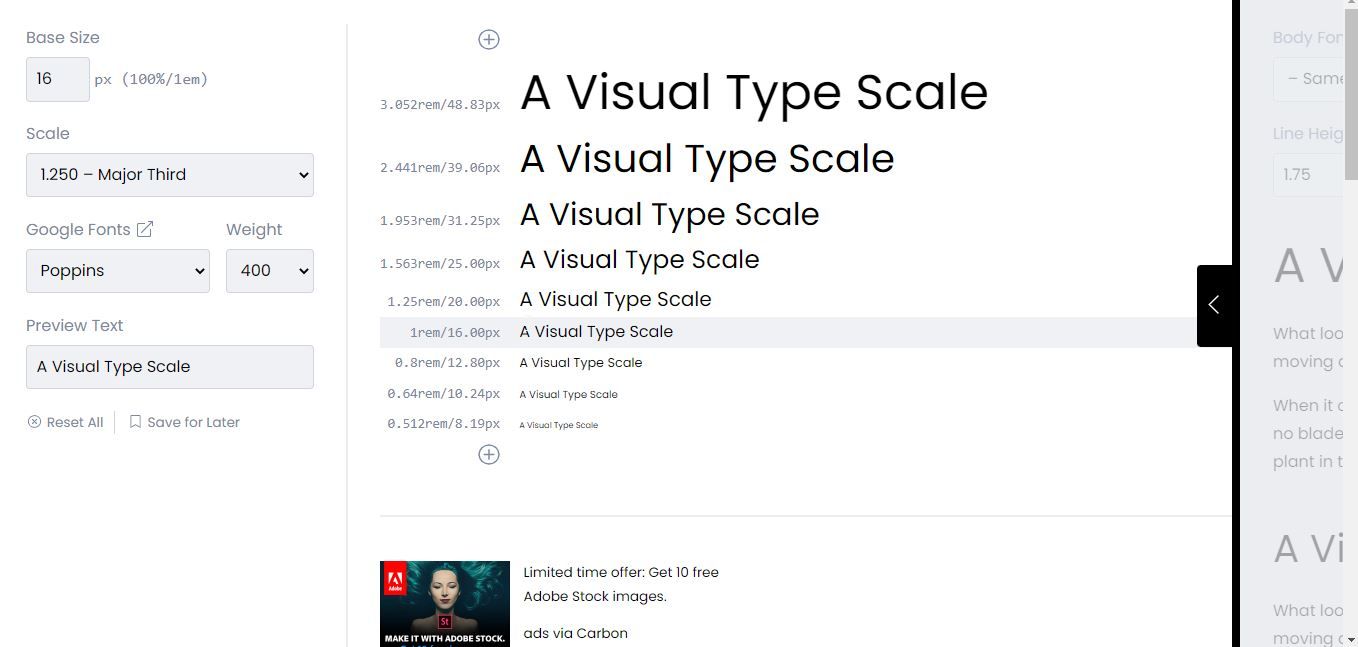a view of type scale calculator