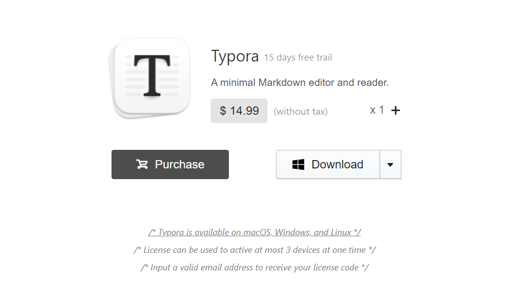 Typora is out of beta, and it now costs $14.99.