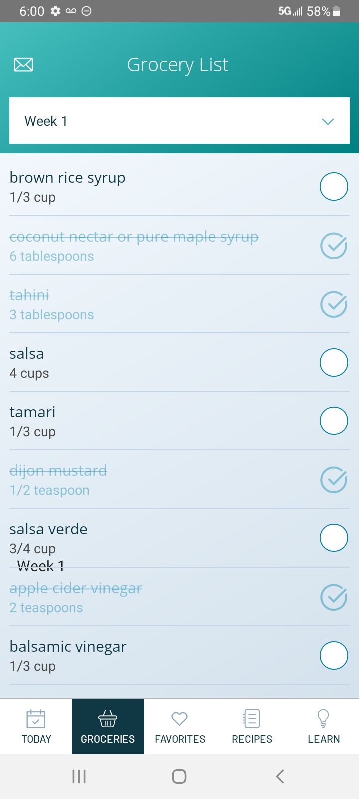 Choosing condiments on the 21-Day Vegan Kickstart app.
