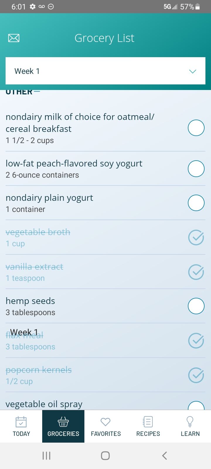 Vegan extras on the 21-Day Vegan Kickstart app.