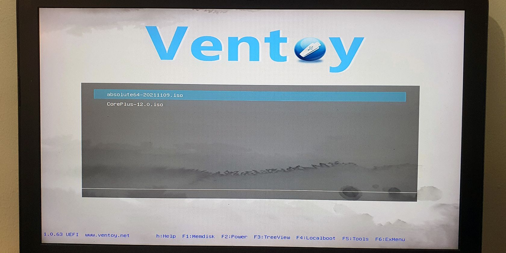 ventoy boot screen