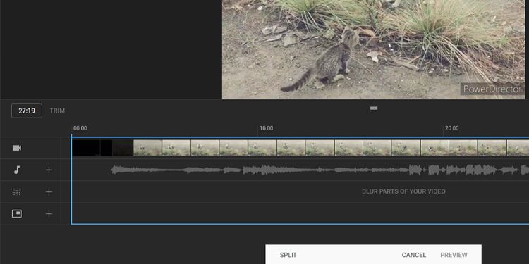 trimming the start of a cat video on YouTube Editor