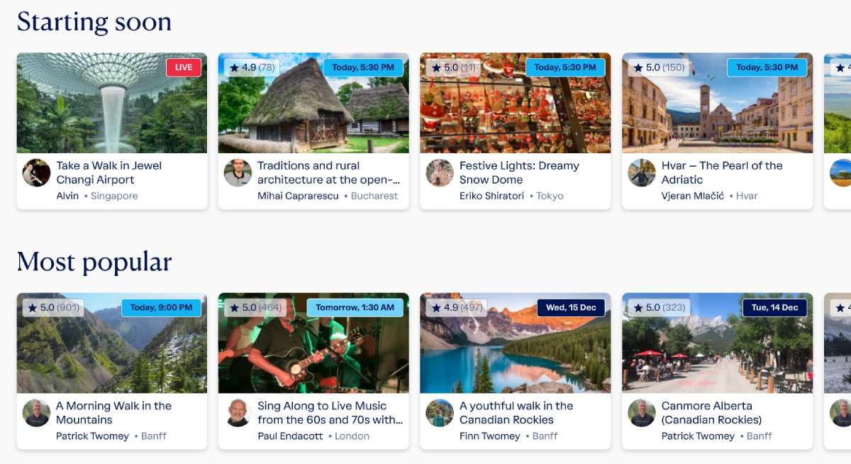 HeyGo offers free virtual sightseeing trips with a tour guide who explains what you're seeing, and the opportunity to interact with the guide and co-watchers