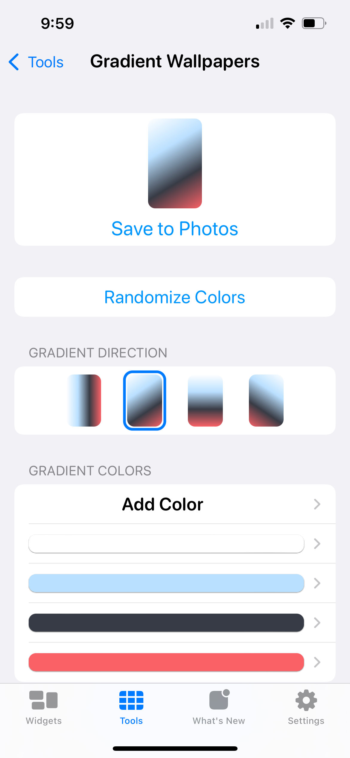 widgetsmith app create own gradient wallpaper screenshot