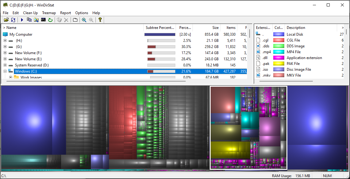 visualize disk space windirstat