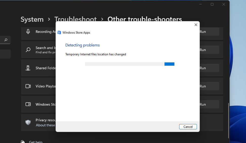 The Windows Store Apps troubleshooter