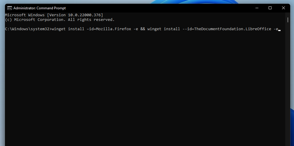 The winget install command