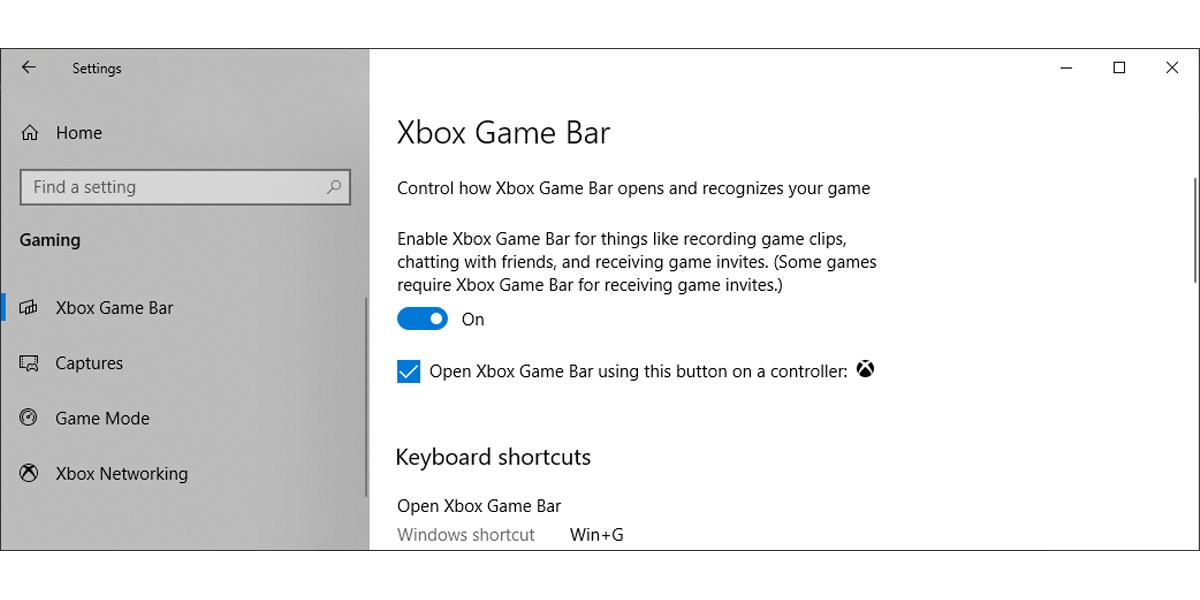 Xbox Game Bar settings