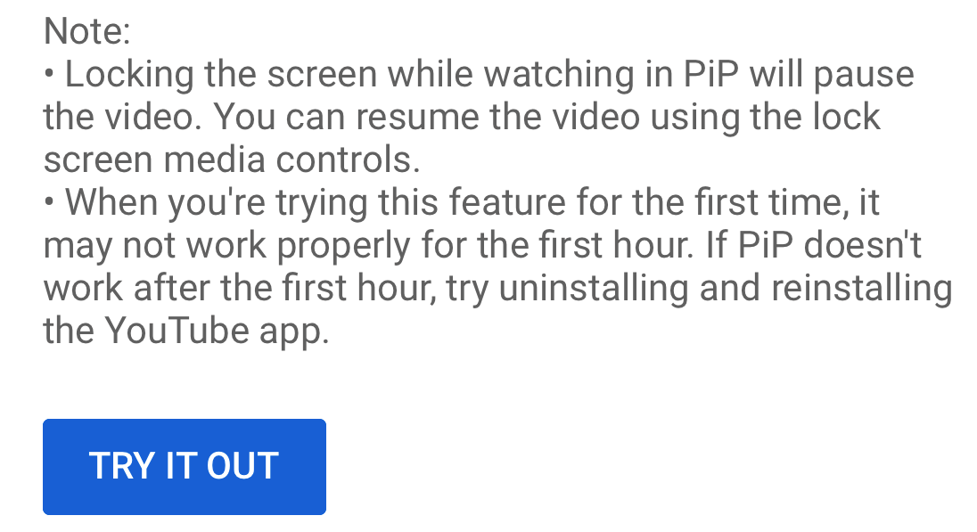 youtube pip try it out