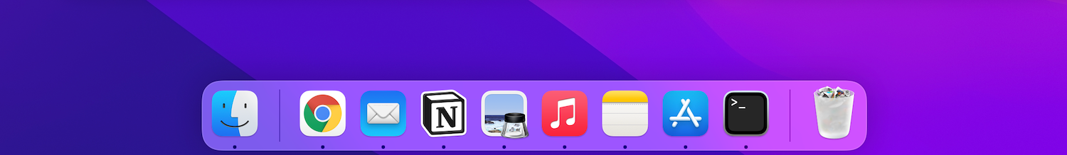 Dock displaying active apps only.