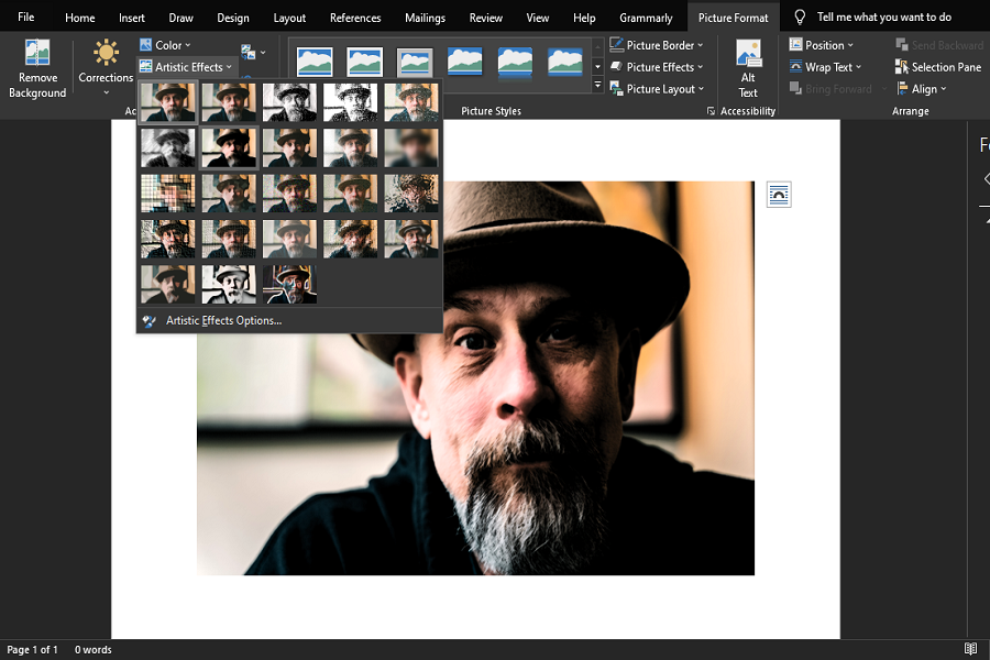 Adding Artistic Effect To An Image In Microsoft Word