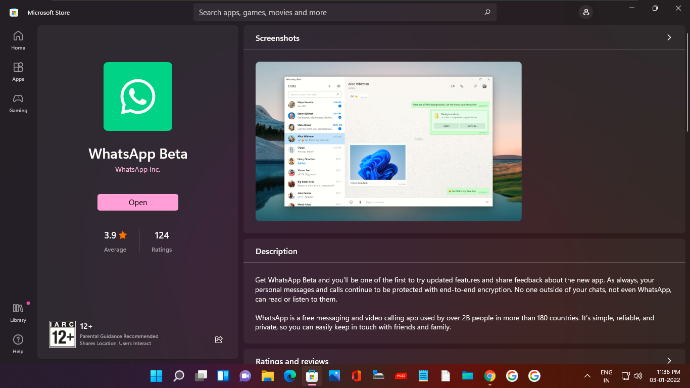 WhatsApp Beta Desktop App on Microsoft-Store