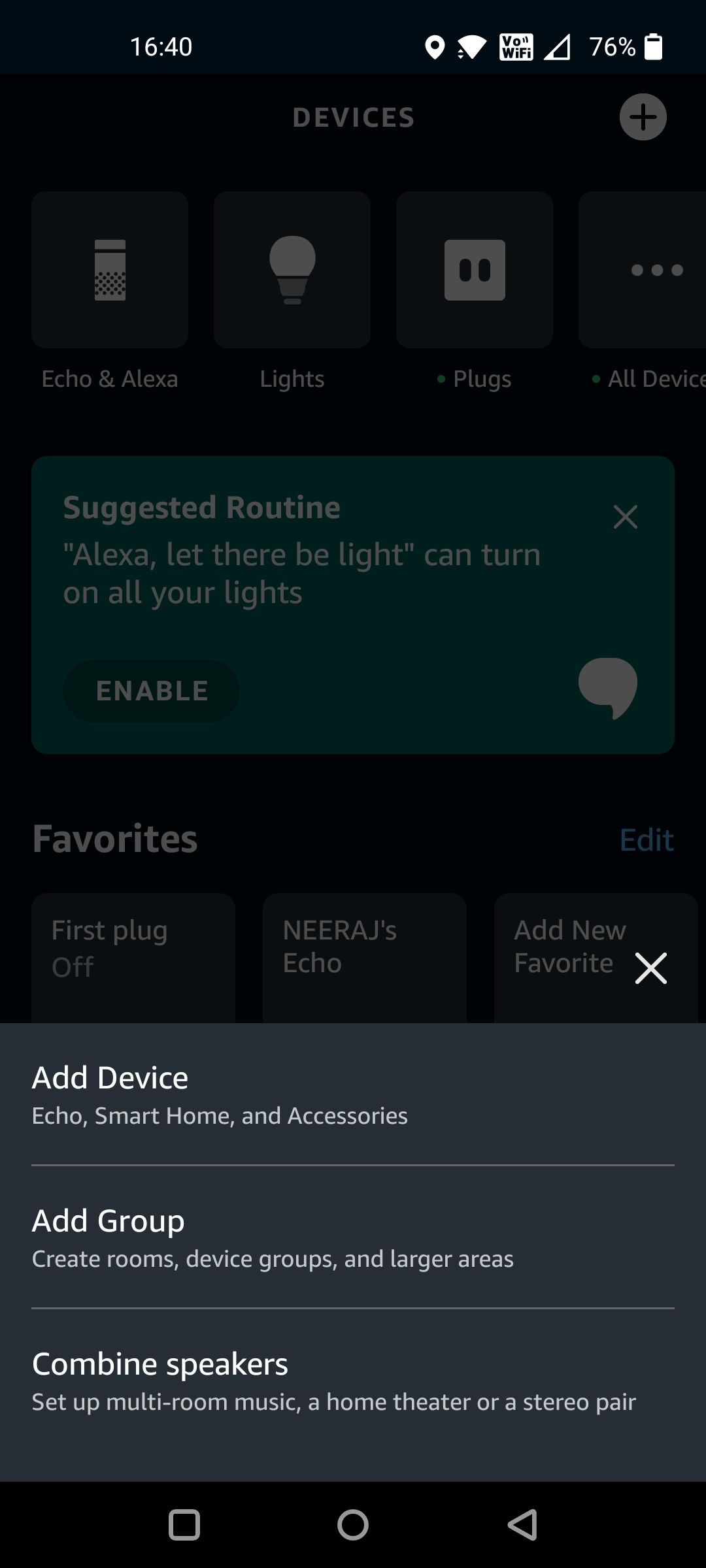 Add Device Prompt on Devices Page