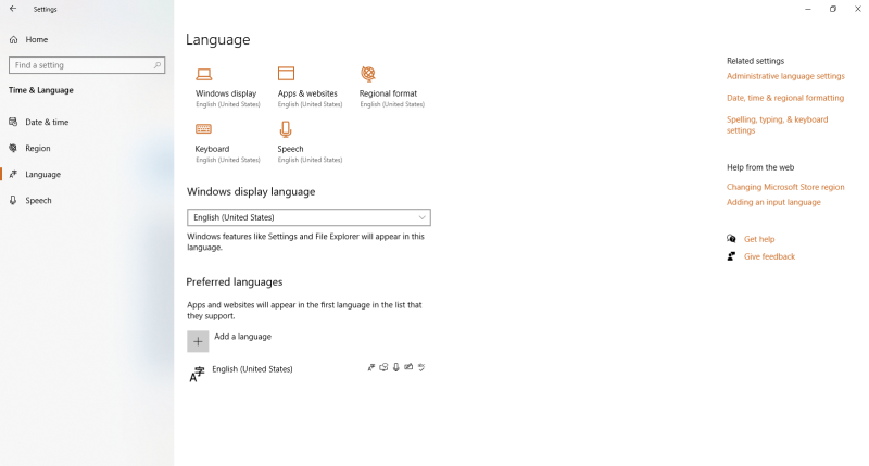 Language Packs in Win 10 click Add a language