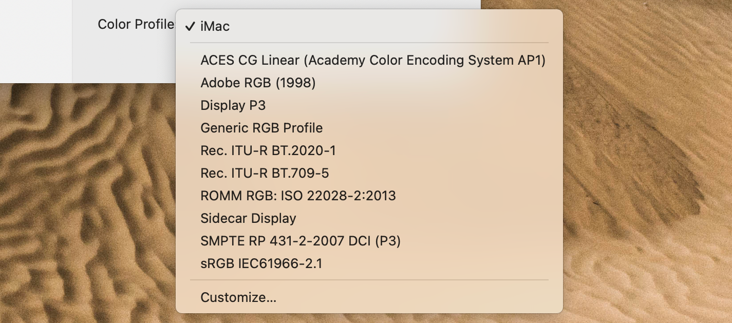 Color profiles on Mac.