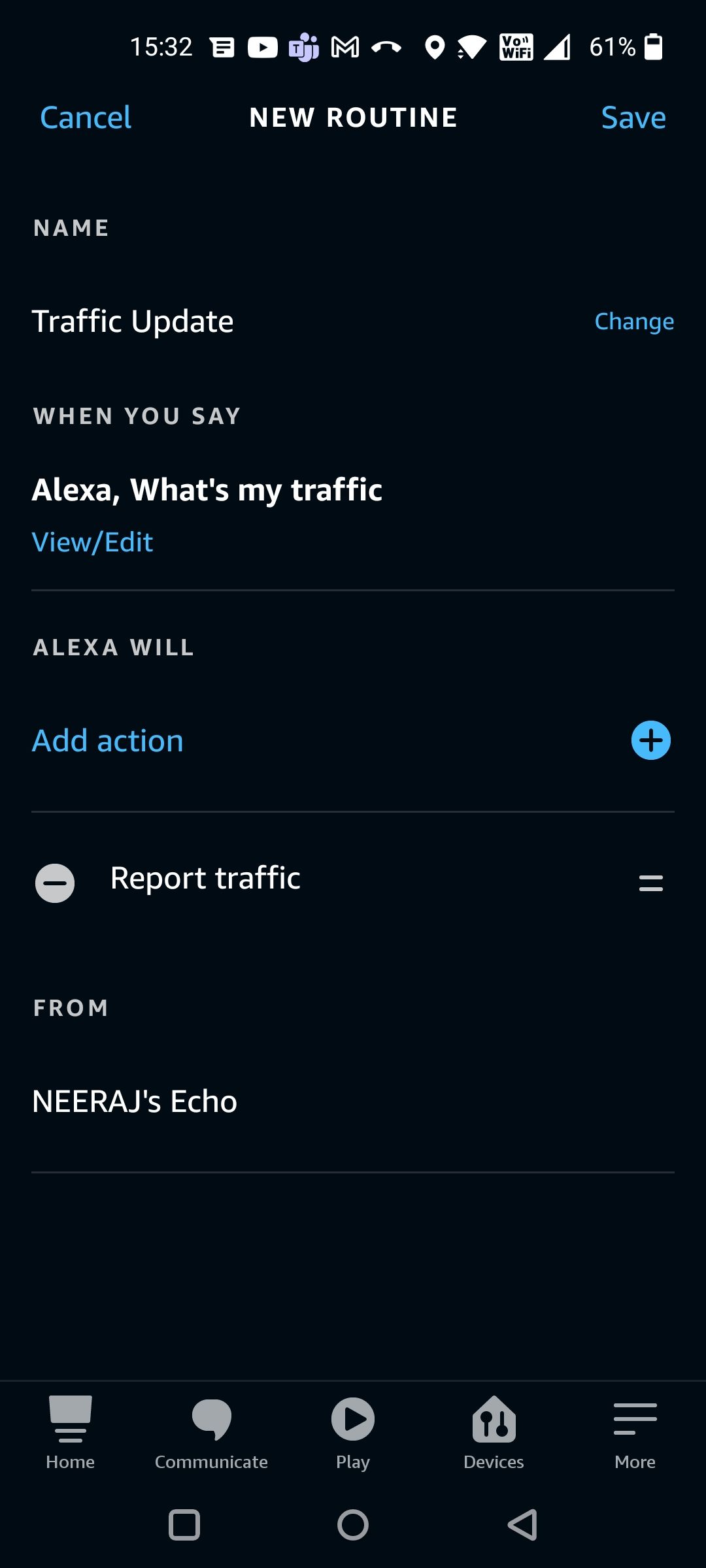 Save and Enable Traffic Update Routine