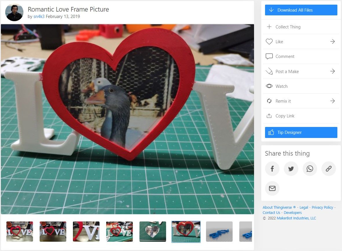 3d printable valentines frame