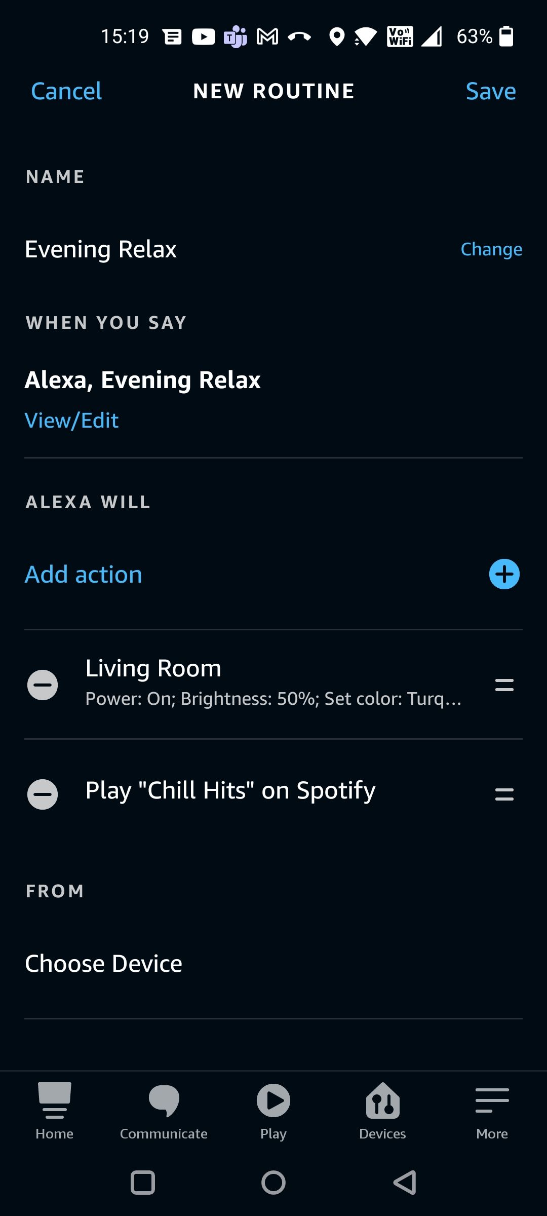 Creating an Evening Routine Through the Alexa App