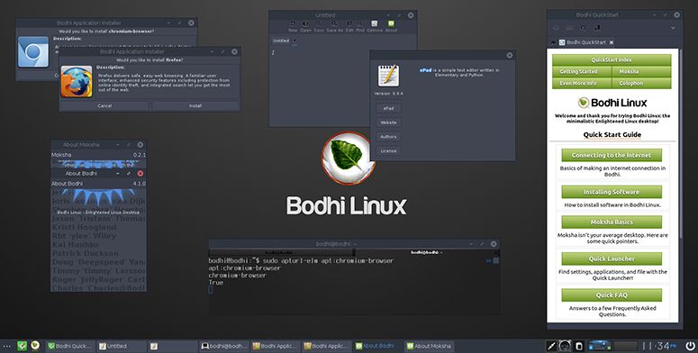 A Screenshot of Bodhi Linux Distro