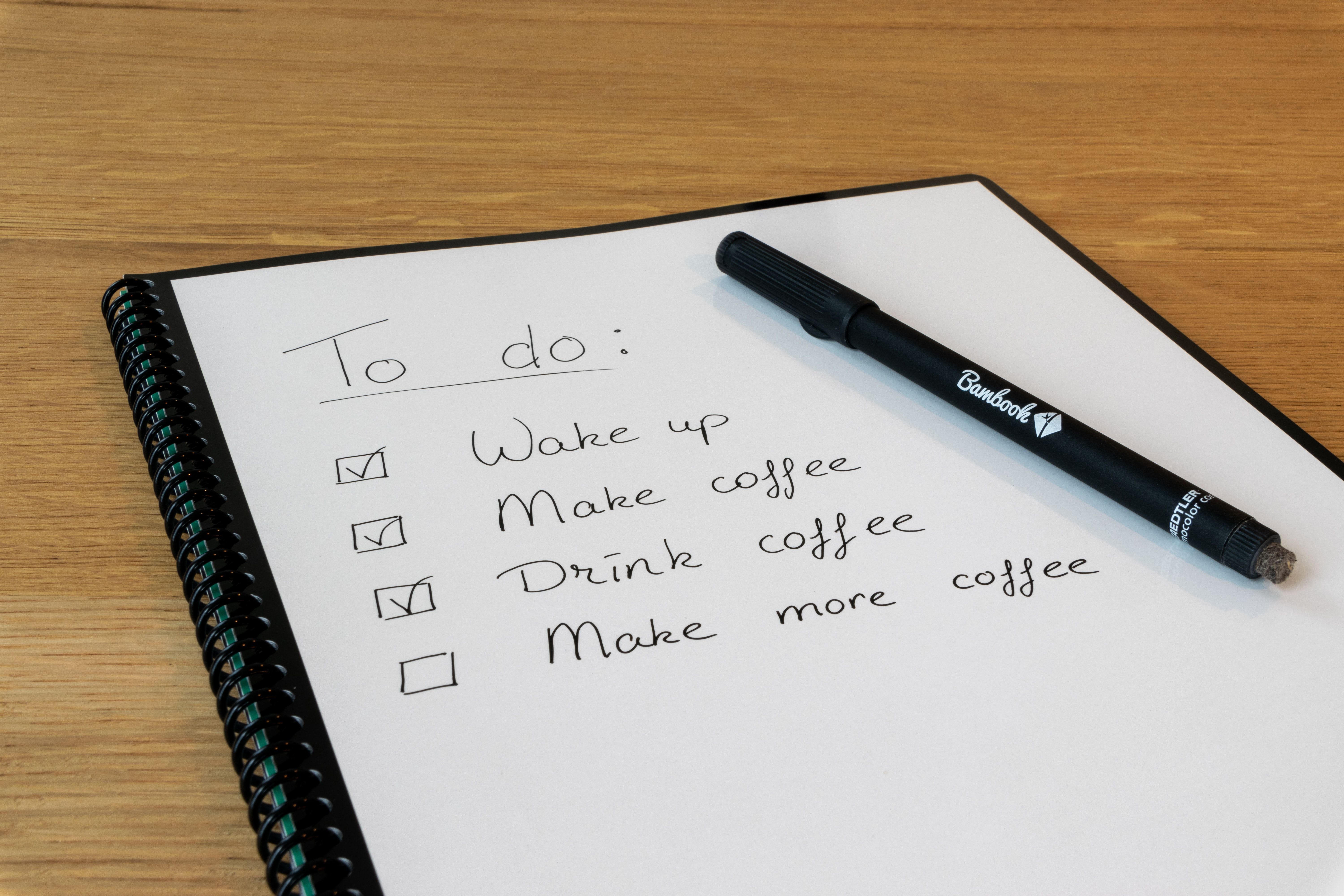 A reasonable to-do list in a notebook