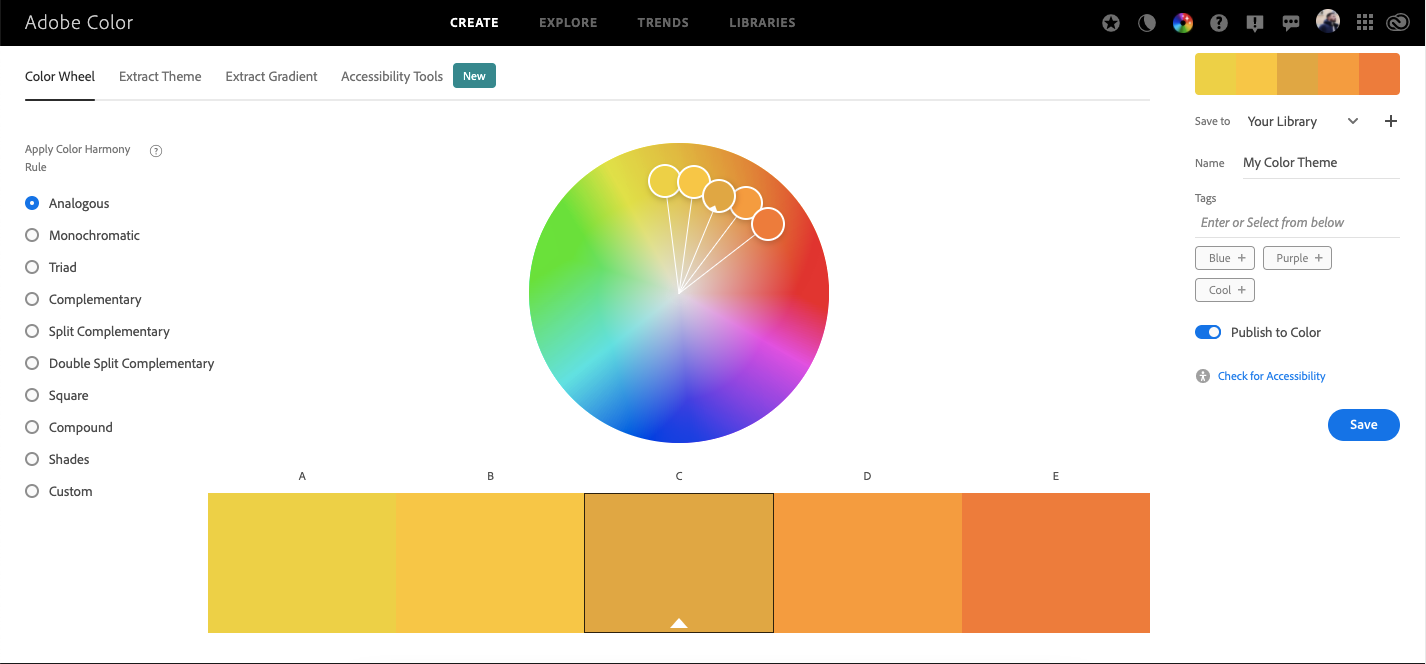 Screenshot of the Adobe Color Wheel 