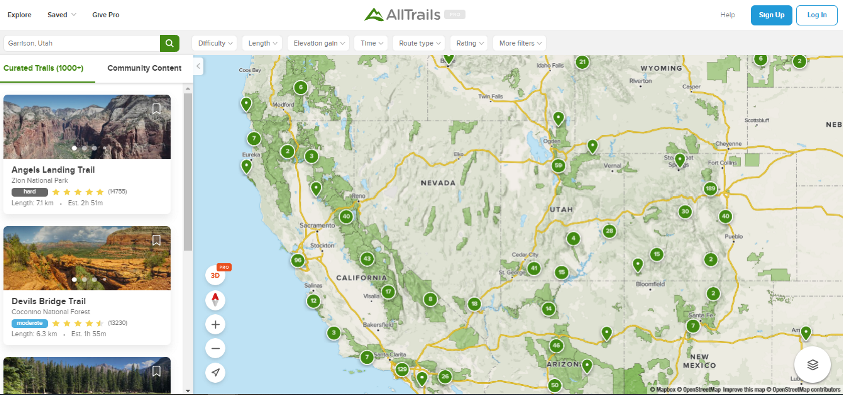 AllTrails hiking trails app website